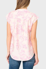 Cap Sleeve Notch Neck Blouse