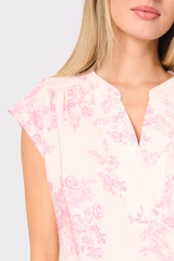 Cap Sleeve Notch Neck Blouse